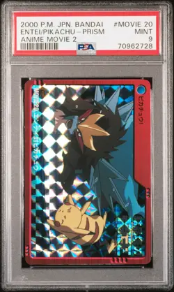 2000 POKEMON JPN BANDAI ANIME MOVIE 2 #MOVIE 20 ENTEI VS PIKACHU-PRISM PSA 9 - Image 1