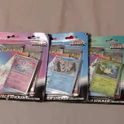 Pokemon TCG Prismatic Evolutions Tech Sticker Collection 3 Packs Leafeon Lot - Image 1