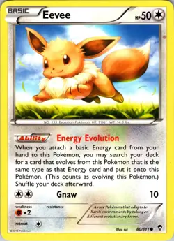 Eevee 80/111 Furious Fists Pokemon Card NM TCG singles Near Mint English - Image 1