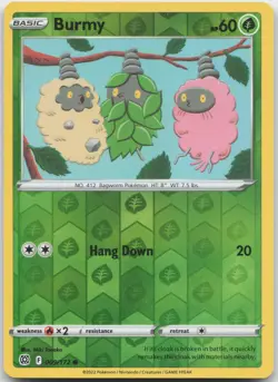 BURMY 009/172 COMMON BRILLIANT STARS POKEMON REVERSE HOLO NEAR MINT - Image 1