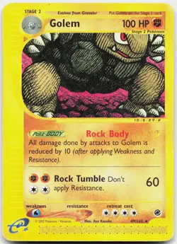 Golem 49/165 Rare Expedition Base Set Pokemon Moderately Played - Image 1