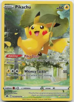 Pikachu GG30/GG70 Holo Trainer Gallery Rare Crown Zenith Galarian Gallery NM j - Image 1