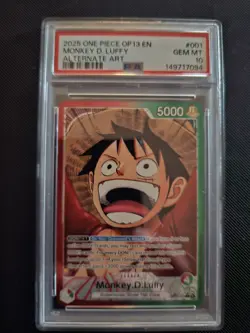 ONE PIECE OP13-CARRYING ON HIS WILL 001 MONKEY D. LUFFY ALTERNATE ART - PSA 10 - Image 1