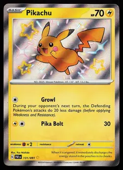 Pikachu 131/091 Holo Shiny Rare Paldean Fates Pokemon Card - Image 1