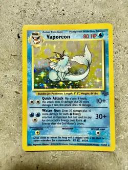 Pokemon Vaporeon 12/64 Holo Rare Jungle Set Unlimited WOTC 1999 Vintage Card - Image 1