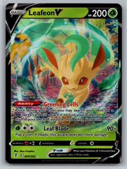 Leafeon V - 007/203 - Pokemon Evolving Skies Sword & Shield Ultra Rare Card NM - Image 1