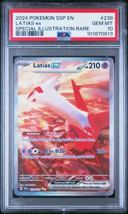 2024 POKEMON SSP EN-SURGING SPARKS SPECIAL ILLUSTRATION RARE LATIAS EX PSA 10 - Image 1