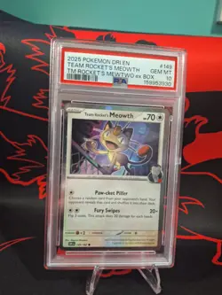 Pokemon DRI EN Team Rocket's Meowth Cosmos Holo #178 PSA 10 GEM MT - Image 1