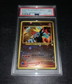 2000 Pokemon Japanese PSA 9 Neo Premium File 2 Entei Reverse Holo Promo Card - Image 1
