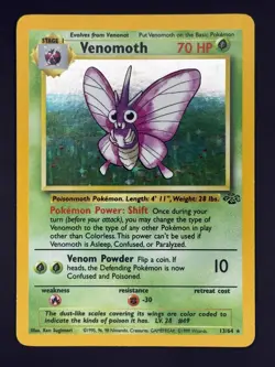 Venomoth 13/64 - Vintage Pokemon Jungle Set- Holo Unlimited - LP - Image 1