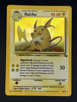 Raichu 14/62 - Vintage Pokemon Fossil Set - Holo Unlimited - LP - Image 1