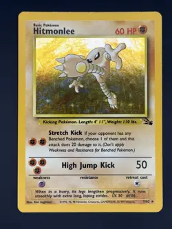 Hitmonlee 07/62 - Vintage Pokemon Fossil Set - Holo Unlimited - LP - Image 1