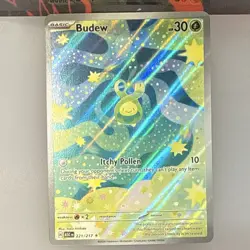 The Pokemon Company Budew 221/217 Stellar Crown Illus Rare Full Art Holo EN 30HP - Image 1