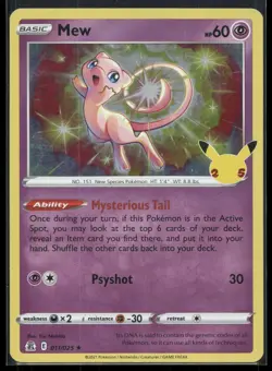 Mew 011/025 Holo Rare Celebrations Pokemon Moderately Played - Image 1