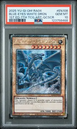 Yugioh PSA 10 2025 Blue-Eyes White Dragon RA04-EN108 QCR 1st Edition "7th" *8468 - Image 1