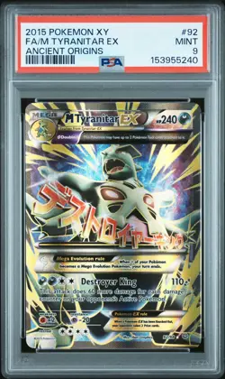 2015 POKEMON XY ANCIENT ORIGINS #92 FULL ART/M TYRANITAR EX PSA 9 - Image 1