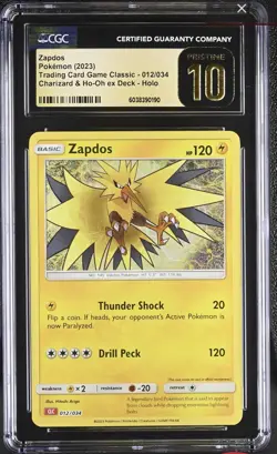 CGC Pristine 10 Pokemon Zapdos 012/034 TCG Classic Holo English 2023 - Image 1