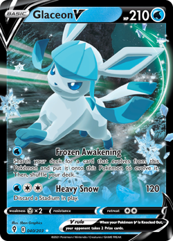 Glaceon V 040/203 Holo V Rare Evolving Skies Pokemon Holo NM/M - Image 1