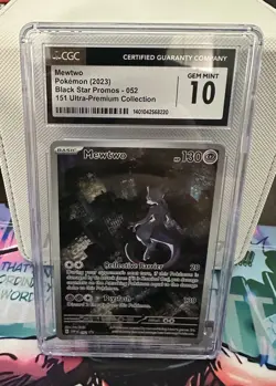 CGC Graded 10 GEM MINT Mewtwo 151 UPC Promo Full Art Pokemon Card 052 SVP EN - Image 1
