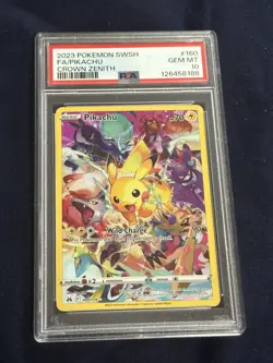 2023 Pokemon SWSH FA/Pikachu Crown Zenith Card 160/159 PSA 10 - Image 1
