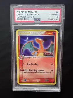 Pokemon Card Charizard Reverse Holo Stamped PSA 8 Ex Power Keepers 6/108 - Image 1