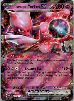 Team Rocket's Mewtwo ex 081/182 Double Rare Destined Rivals Pokemon Near Mint - Image 1