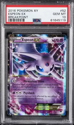 2016 POKEMON XY BREAKPOINT #52 ESPEON EX PSA 10 - Image 1