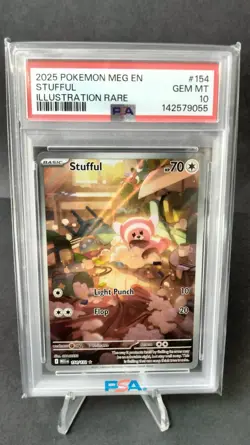 Pokemon Mega Evolution Stufful 154/132 Illustration Rare Holo PSA 10 GEM MINT - Image 1