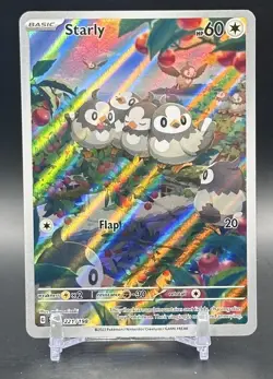 Pokemon Starly 221/198 SV01 Scarlet & Violet Illustration Rare Holo English 2023 - Image 1