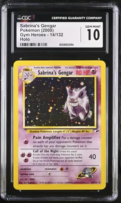 CGC 10 GEM MINT Sabrina's Gengar 2000 Gym Heroes 14/132 Holo Pokemon Card - Image 1