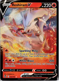 Pokemon TCG Reshiram V 024/195 Silver Tempest Holo NM - Image 1