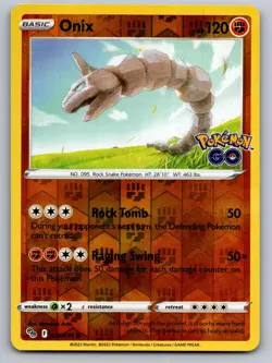 Onix 036/078 Common Pokemon GO Pokemon Reverse Holo Near Mint - Image 1