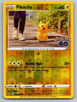 Pikachu 027/078 Common Pokemon GO Pokemon Reverse Holo Near Mint - Image 1