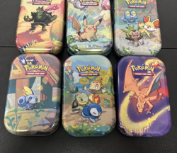 Lot of 9 Pokemon TCG Collectible Mini Tins EMPTY - Charizard, Pikachu, Celebi - Image 4