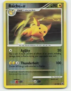 2008 Pokemon, Majestic Dawn, #45/100 Raichu, Reverse Holo Uncommon - Image 1