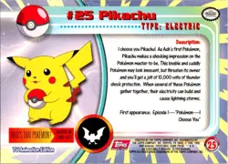 1999 Topps Pokemon TV Animation Edition Series 1 #25 Pikachu Red Topps Logo - Image 2