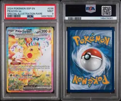 2024 Pokemon Surging Sparks Pikachu EX TCG Holo Card 238/191 Sir PSA 9 - Image 3
