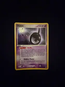Pokemon TCG Unown 1/28 (!) Holo Rare Card Unseen Forces *Big Swirl* MP Condition - Image 2