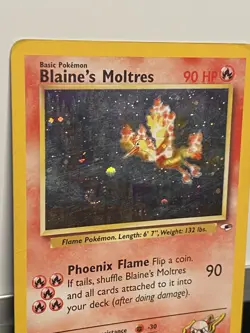 Blaine's Moltres 1/132 Holo Rare SWIRL 🌀 Vintage Pokemon Set Gym Heroes [MP-HP] - Image 4