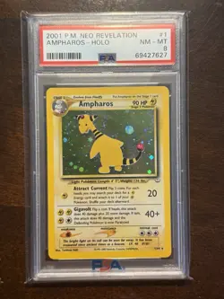 2001 Pokemon Neo Revelation Ampharos 1/64 Holo Rare PSA 8 NM/MINT - Image 1