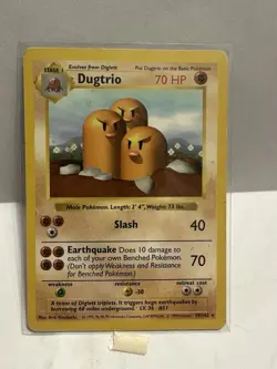 Dugtrio 19/102 Rare Base Set Shadowless Pokemon Unlimited MP WOTC - Image 1