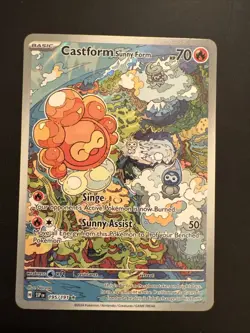 Pokemon TCG Castform Sunny Form 195/191 Surging Sparks Illustration Rare NM - Image 1