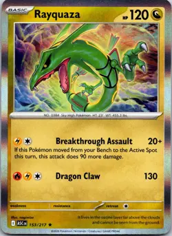 Rayquaza 153/217 Rare Ascended Heroes Pokemon Holo Near Mint - Image 1