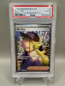 Pokemon TCG Card N's Plan 170/086 Black Bolt Special Illustration Rare - PSA 10 - Image 1
