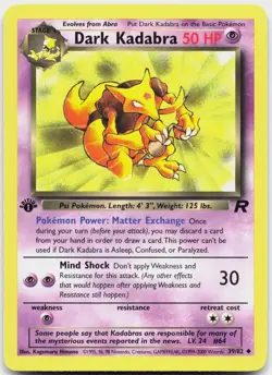 Dark Kadabra 39/82 Uncommon Team Rocket Pokemon 1st Edition Lightly Played - Image 1