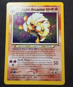 Pokemon TCG Light Arcanine 12/105 Neo Destiny Holo Rare 100 HP Stage 1 English - Image 1