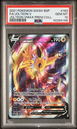 2021 POKEMON SWSH BLACK STAR PROMO #183 FULL ART/JOLTEON V PSA 10 - Image 1