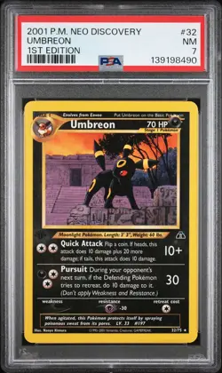 2001 POKEMON NEO DISCOVERY 1ST EDITION #32 UMBREON PSA 7 - Image 1