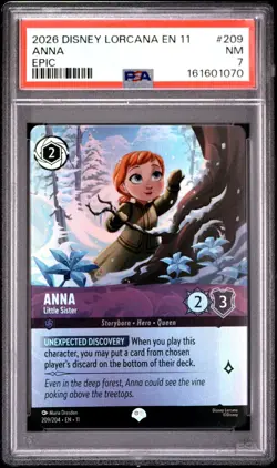 2026 DISNEY LORCANA EN 11-WINTERSPELL EPIC #209 ANNA - LITTLE SISTER PSA 7 - Image 1