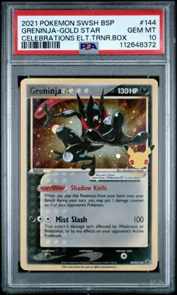 PSA 10 GEM MINT GRENINJA GOLD STAR 2021 POKEMON SWSH BLACK STAR PROMO #144 - Image 1